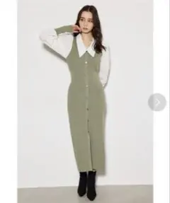 rienda シャツコンビニットワンピース