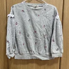 any 花柄刺繍 グレー トレーナー
