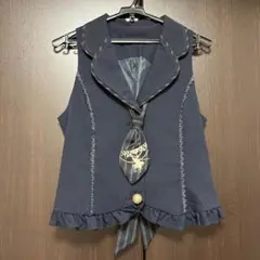 axes femme POETIQUE ポエティック タイ付き ベスト ネイビー