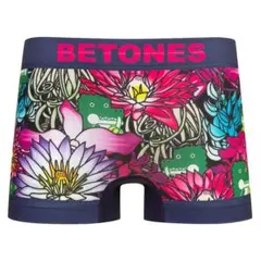 【BETONES】バナナワニ園 紺 メンズ ボクサーパンツ 花 爬虫類 絵 植物のサムネイル