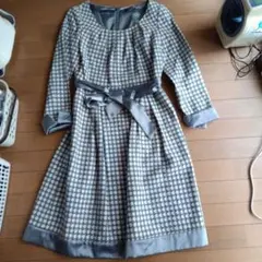 Bluebell ドット柄長袖ワンピース グレー