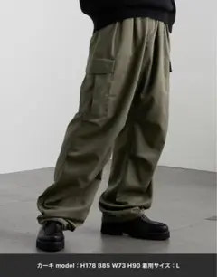 タックワイドストレートミリタリーカーゴパンツ