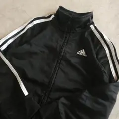 【120相当】adidas ジャージ トラックジャケット ブラック 古着 キッズ
