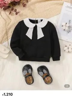 新品未使用　80 女の子リボン付きトレーナー　長袖トップス　フォーマル綺麗目