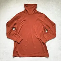 GU スタイルヒート M オレンジ タートルネック 長袖トップス 裏起毛