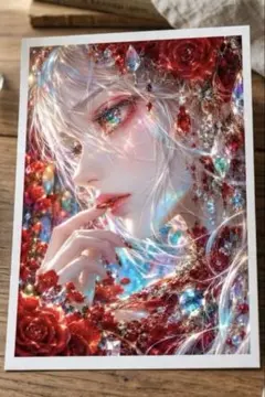デジタルスピリチュアルアート 虹の涙と薔薇の託宣B 開運 ポストカード イラスト