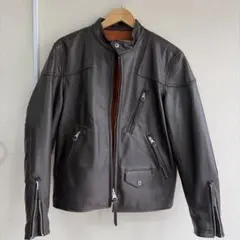 REAL SIMONS カフェレーサー 本革ゴートスキン ライダース 茶 M