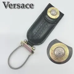 美品】ヴェルサーチェ キーリング ラ グレカ メデューサ ブルー