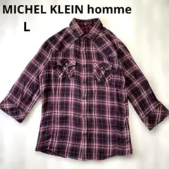 MICHEL KLEIN homme チェック柄シャツ 48（L相当） コットン