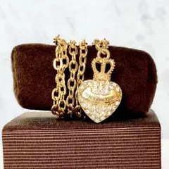 ラインストーン付き　クラウンハート　ゴールドネックレス　平成レトロ　y2k