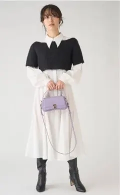 セルフォード　CELFORD ショートニット付きシャツワンピース　38