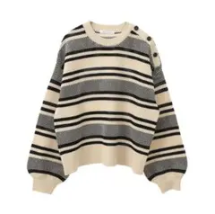 Green Parks ランダムボーダーニットプルオーバー アイボリー