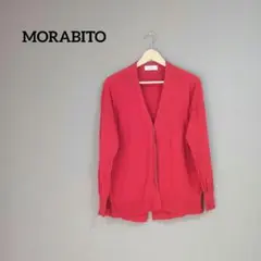 MORABITO モラビト カーディガン レッド 赤 L 透け感 薄手 おしゃれのサムネイル