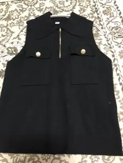 しまむら　yumi 金ボタン　ベスト　黒　M 未使用