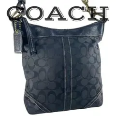 【美品】 COACH コーチ ショルダーバッグ シグネクチャー ブラック