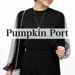 Pumpkin Port リブ チュール重ねボリューム袖　プルオーバー　切り替えのサムネイル