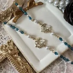 ♪❤️ 猫　星　パール　メガネチェーン　マスクチェーン　ハンドメイド