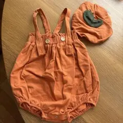 ハロウィン かぼちゃロンパース 帽子 セット 80cm