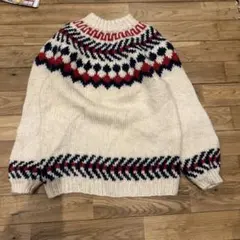 ヴィンテージ　ノルディック柄アイボリーセーター