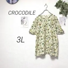 11590 CROCODILE クロコダイル 花柄Tシャツ3L 大きいサイズ