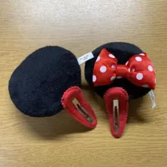 ディズニー ミニー 水玉 パッチン ヘアクリップ ヘアピン リボン