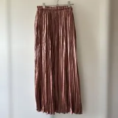 LEPSIM ロングスカート プリーツ シャイニー ピンクブラウン