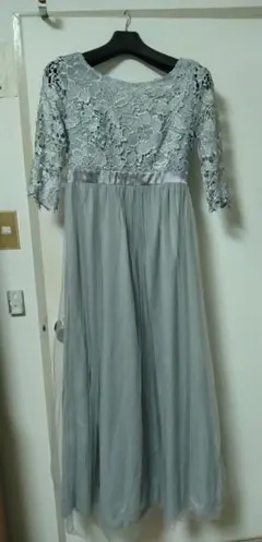 エレガント グレー ロングドレス