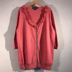 アクアスキュータム フリル トップス カーディガンMコットンニット 薄手 七分袖