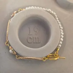 No.6-1　パールと金属のブレスレット 19cm