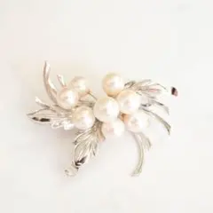 パール ブローチ STERLING シルバー 真珠 約7mm フォーマル