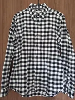 GU ギンガムチェックシャツ Mサイズ 白黒 ボタンダウン メンズ