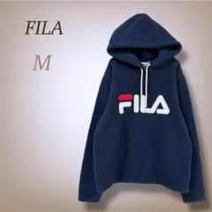 フィラ フリース ボア パーカー ビッグロゴ プルオーバー フーディー もこもこ