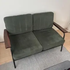 オリーブグリーン コーデュロイ 2人掛けソファ