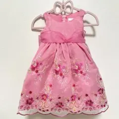 【美品】ピンク刺繍入りドレス　80cm