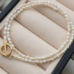 パールネックレス 淡水真珠　ケシパール　マンテル　流行　デイリー　華奢　新品