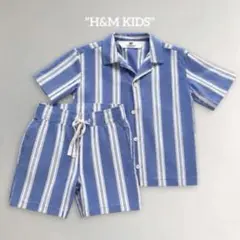 H&M KIDS ストライプ柄 半袖シャツ パンツ セットアップ 92cm