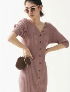 SNIDEL フロントボタンニットワンピース