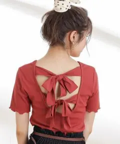 ナイスクラップ  バックリボンテレコT オレンジ　NICE CLAUP