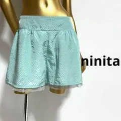 【3722】ninita チュール付き ドット柄 フレアショートパンツ F