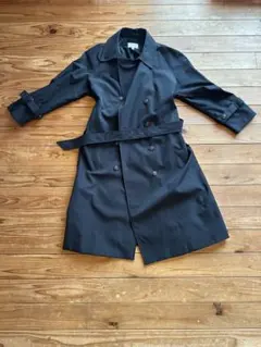 黒 トレンチコート ダブルブレスト