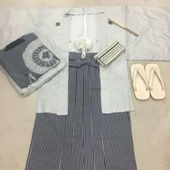 男性用　紋付袴　シルバーグレー　アンサンブル　8点セット⑧ 成人式