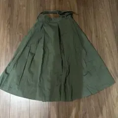 オリーブグリーン フレアスカート ベルト付き