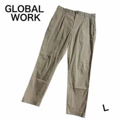 【GLOBAL WORK】メンズ テーパードパンツ 薄手（L）ベージュ
