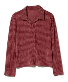 レイビームス　ベロアボーダーシャツ　ピンク