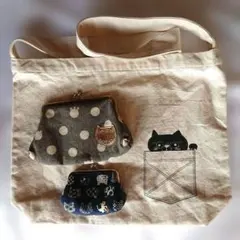 ツモリチサト ポーチ 猫柄小銭入れ がま口 猫柄トートバッグ