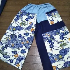 着物リメイク　ワイドパンツ