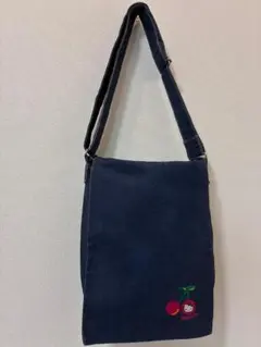 ハローキティ デニム ショルダーバッグ 刺繍 さくらんぼ レトロ Sanrio