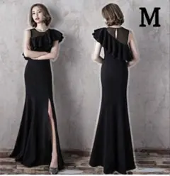 新品パーティードレスM ロングワンピース マーメイド 結婚式 ブラック 黒