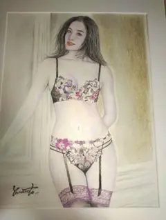 裸婦、美人画、絵画６号、光りの中W真作、山本英二、額縁、肉筆、高塚省吾、宮永岳彦