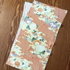 古布　着物　ハギレ　オレンジ 鹿子柄　35.5cm巾 140cm